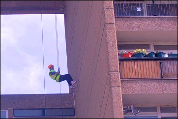Abseiling down Trellick Tower